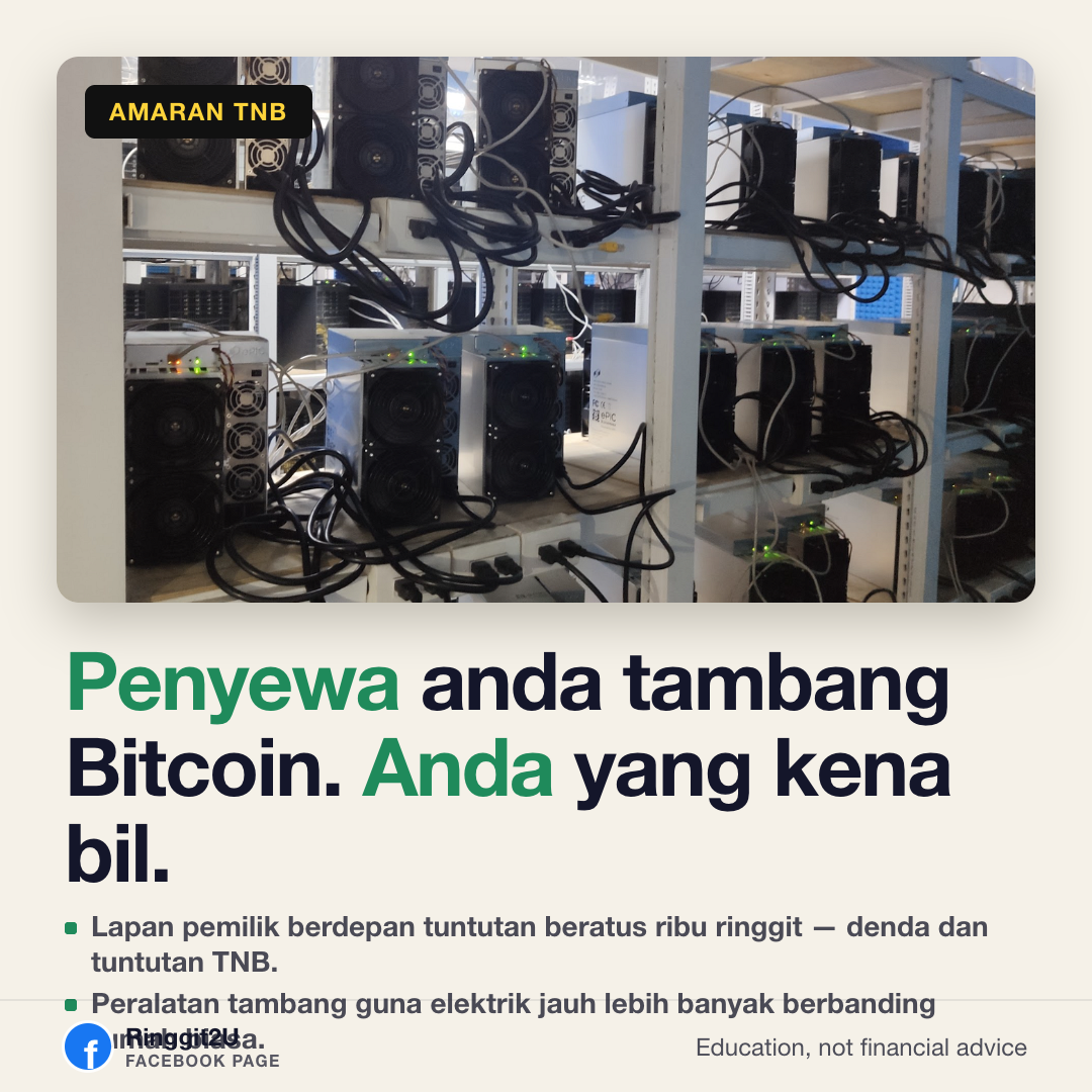 Meter elektrik TNB pada dinding rumah kediaman dengan bil penggunaan tinggi di hadapan