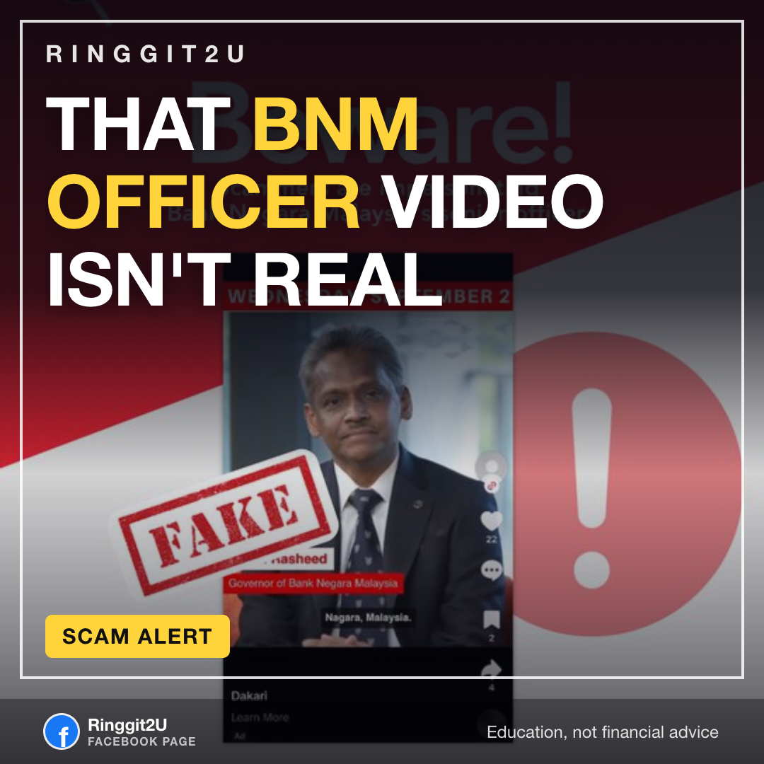 Visual briefing on the BNM and SC deepfake officer scam warning, with the 997 report number.