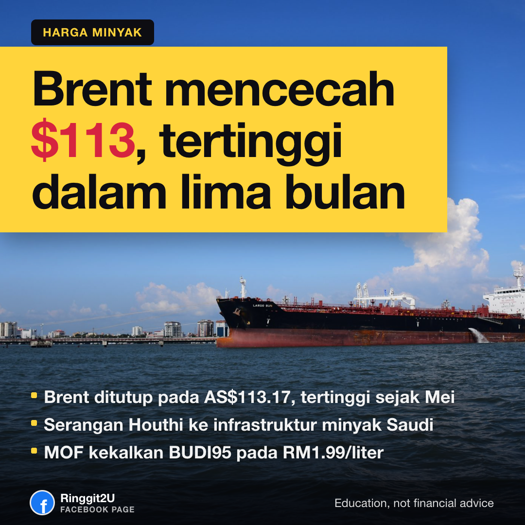 Pam minyak di stesen petrol Malaysia menunjukkan harga RON95