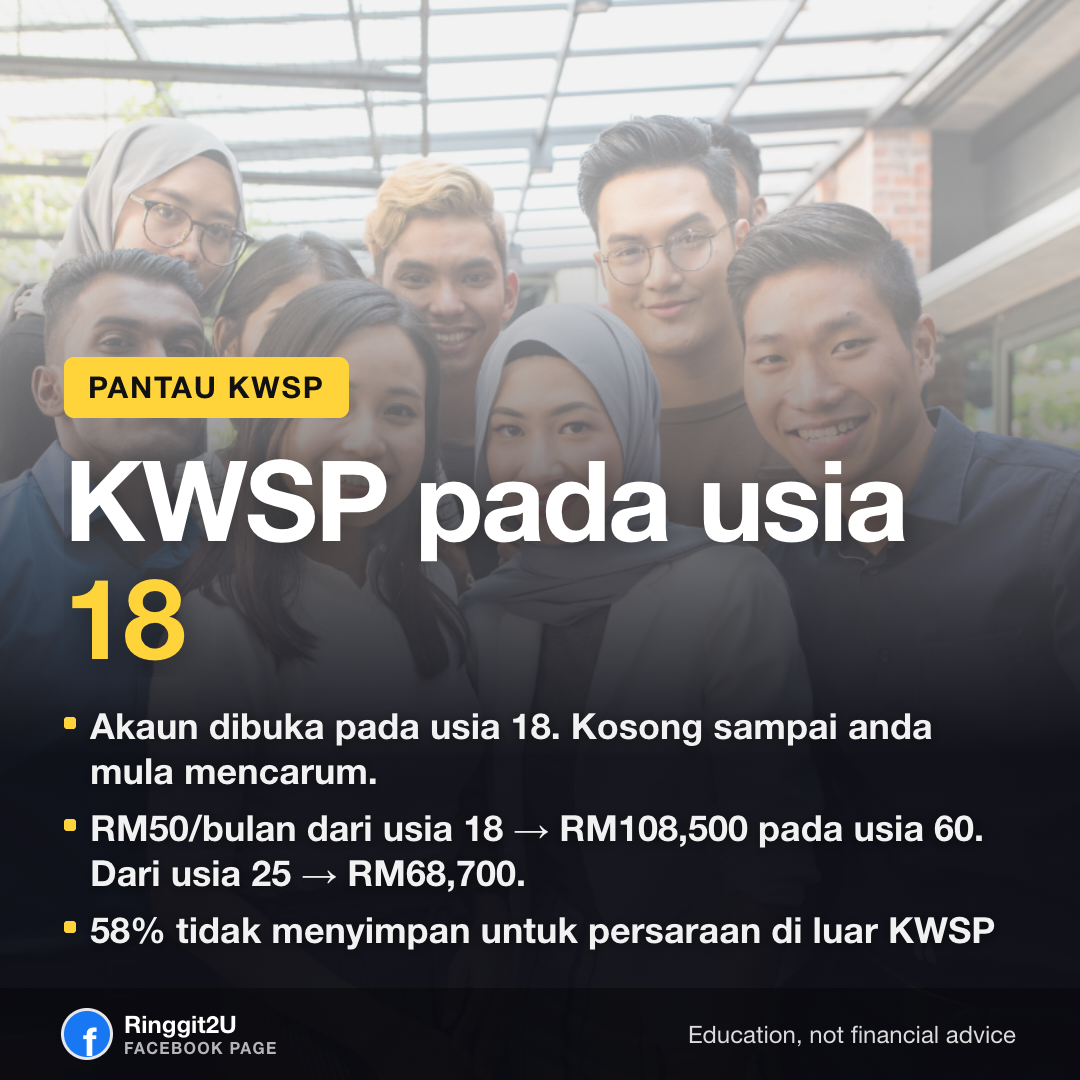 Pemuda Malaysia sedang set rancangan simpanan automatik di telefon, dengan butiran akaun KWSP kelihatan