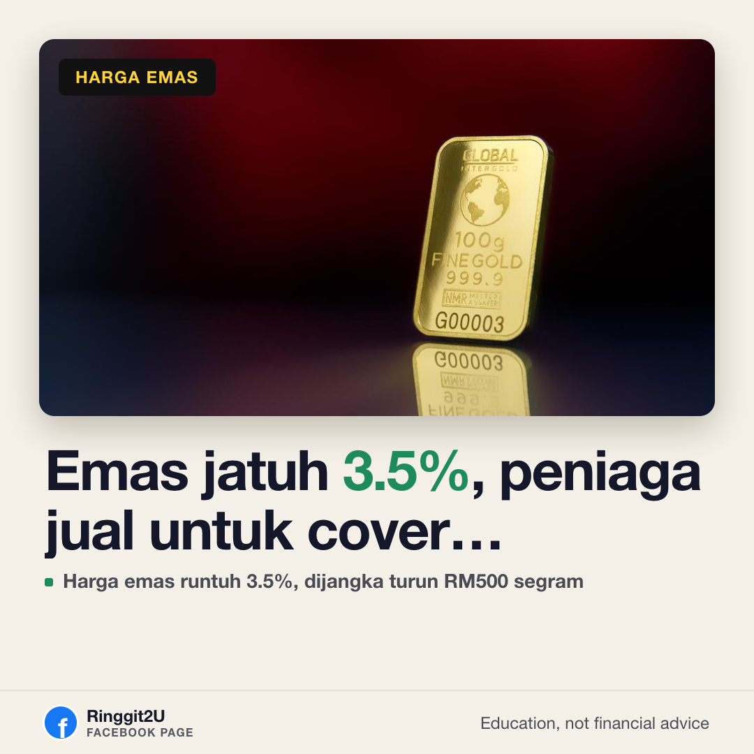 Bar emas dan barang kemas di atas kaunter pameran kedai emas Malaysia