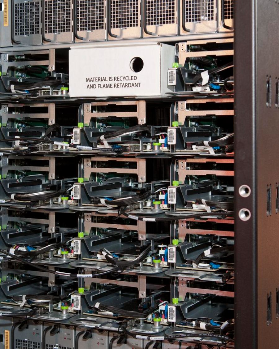 Rows of data centre server racks in a Malaysian facility