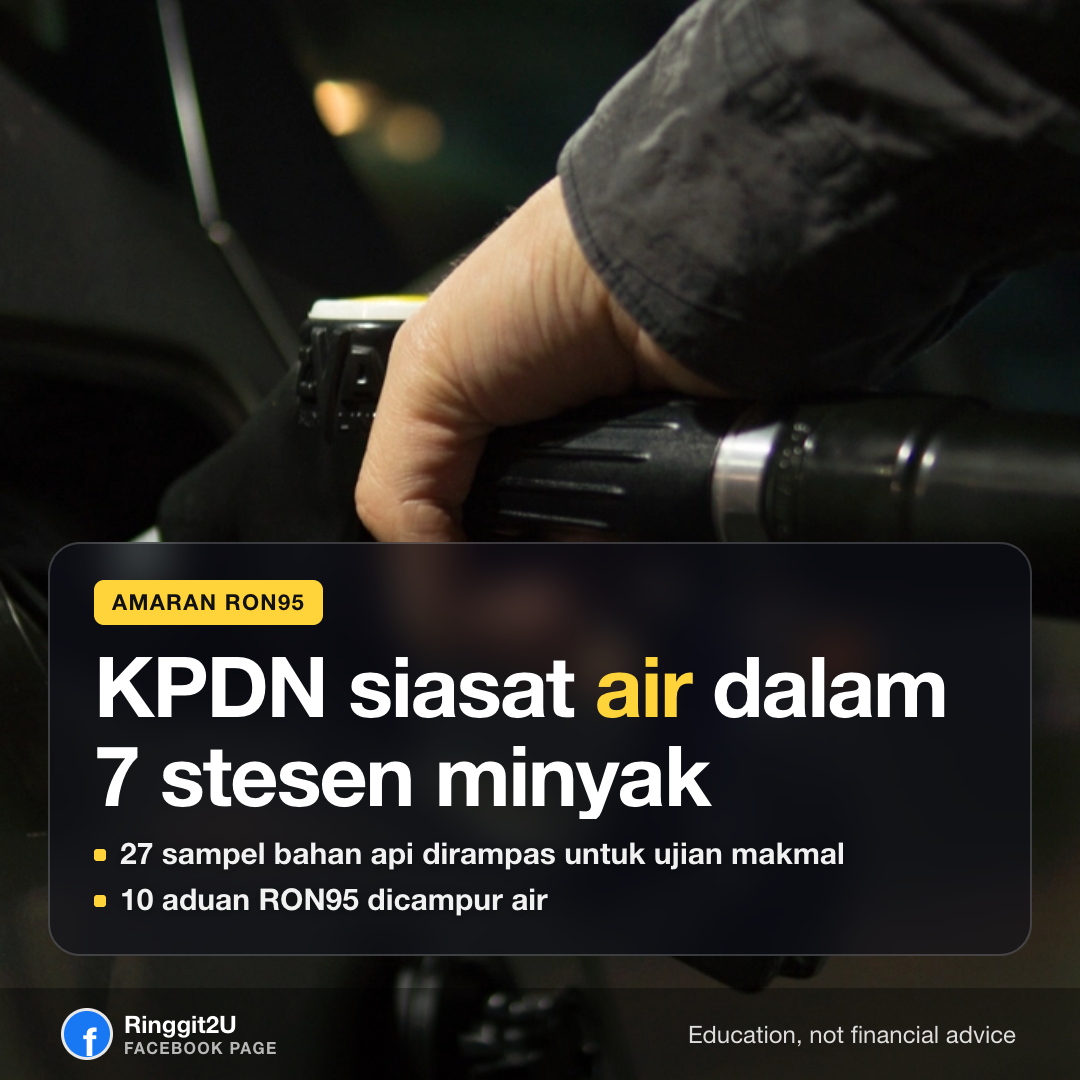 Pegawai KPDN memeriksa stesen minyak di Selangor, dengan pam bahan api dan kanopi stesen di latar belakang