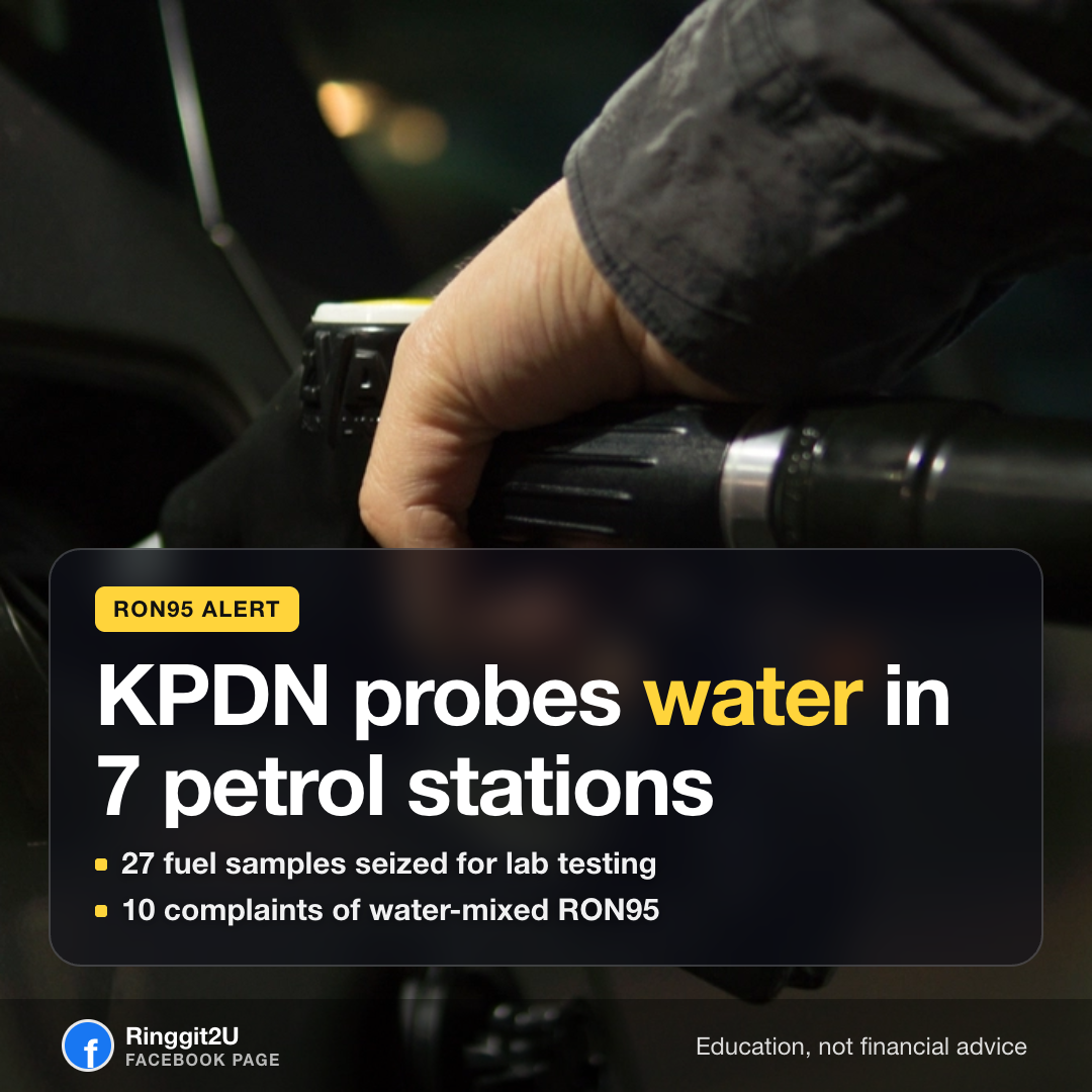 KPDN officers inspecting a petrol station in Selangor, with fuel pumps and a service station canopy in the background