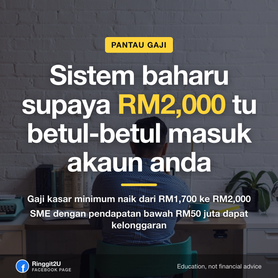 Skrin gaji digital menunjukkan pengiraan gaji minimum untuk pekerja Malaysia