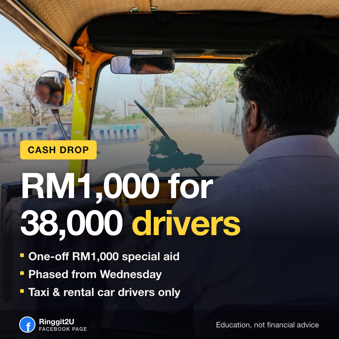 Taxi driver at a petrol pump, RM1,000 one-off aid for 38,000 drivers
