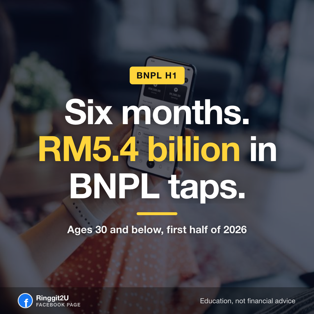 A young Malaysian scrolling through a buy-now-pay-later option on a shopping app, with a small receipt showing RM82