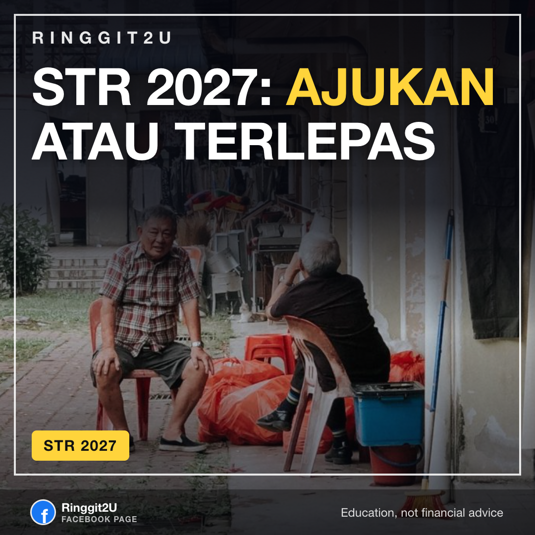 Panduan langkah demi langkah visual untuk memohon STR 2027 dan SARA 2027 secara dalam talian di LHDN, dengan jadual bayaran dan arahan permohonan